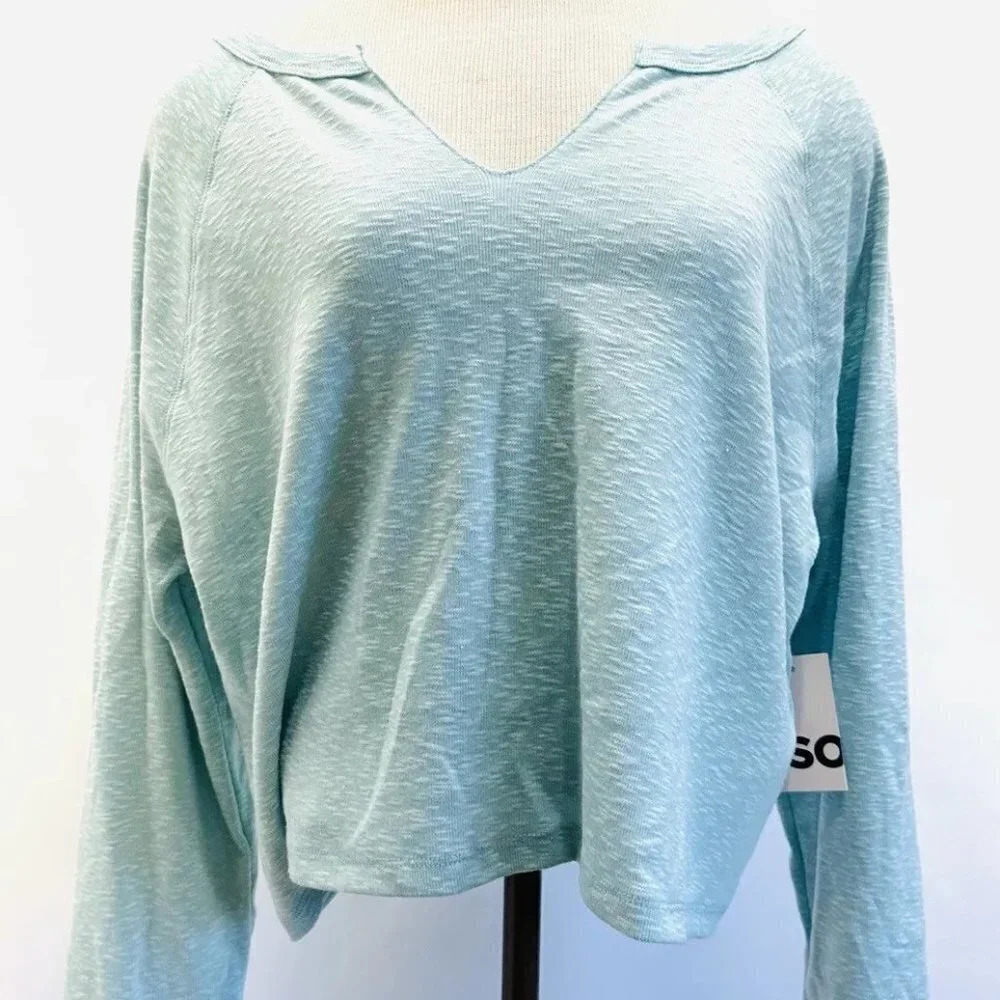 NWT SO GOODS FOR LIFE Juniors Long Sleeve Pullover V-Neck Green Shirt Size XL